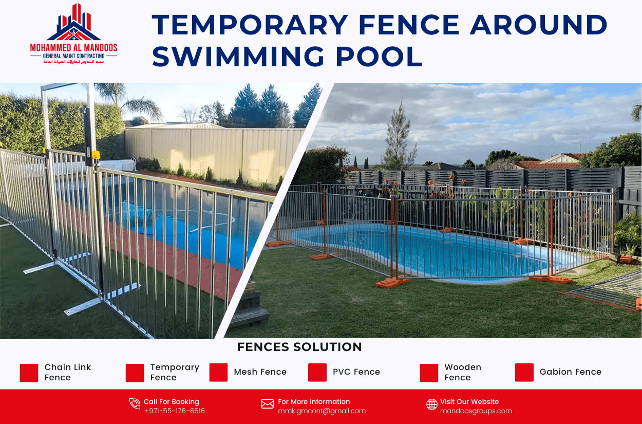 temporary fence around swimming pool