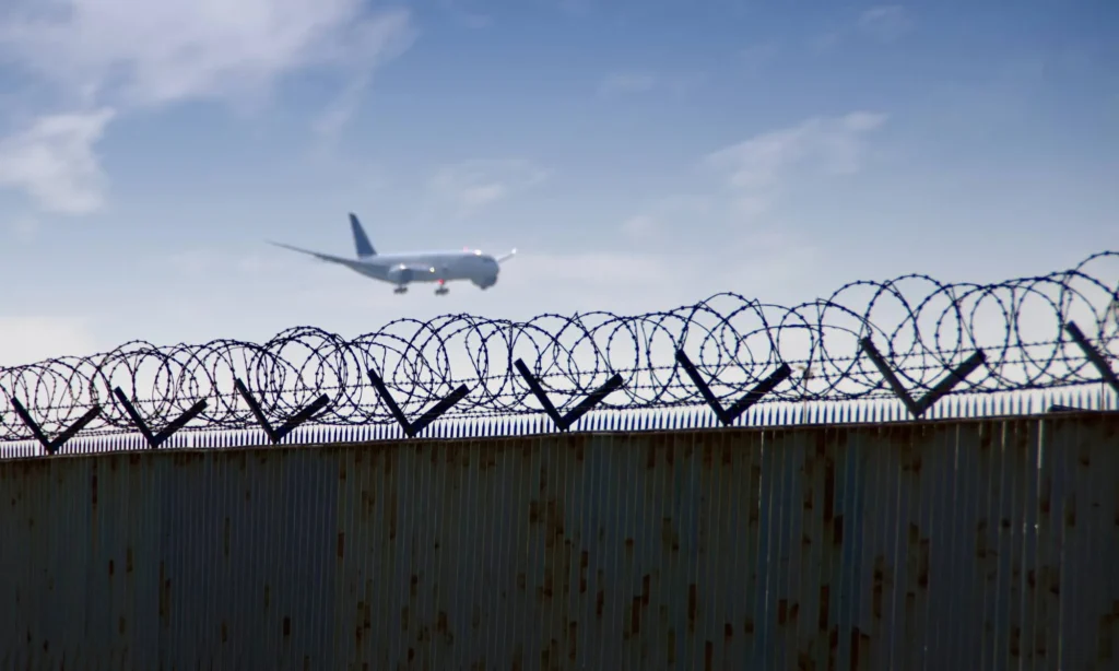Airport security fence