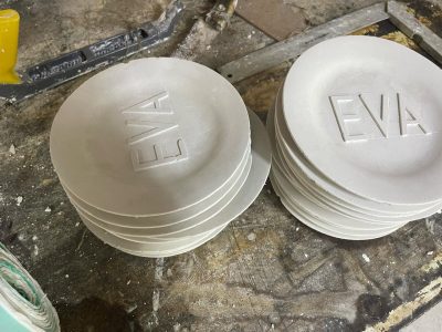 gypsum wall partition , smashing plates